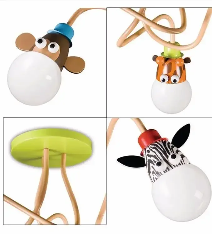 Creative Novelty Lovely Girls/boys Led Ceiling Lights Cartoon Animal Monkey Zebra Giraffe Children Bedroom  Lamps