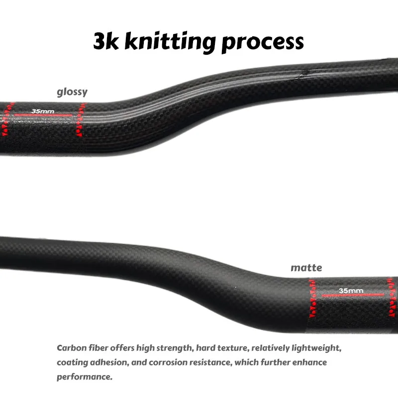 Neuer MTB Fahrradlenker 3K Vollcarbon Matt Finish Schwalbenförmiger Fahrrad-Carbonlenker 35mm X 660-800mm Mountainbike-Zubehör – Detail 3