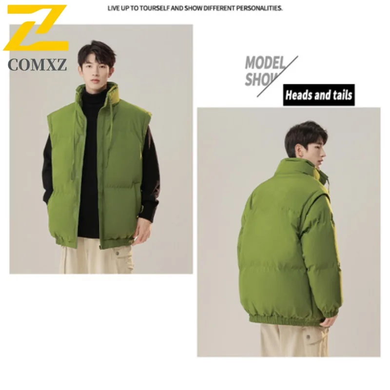 2025 New Cotton Coat Casual Fake Two Piece Hooded Lightweight Parka Premium Street Style Cold Resistant Autumn Winter Garment