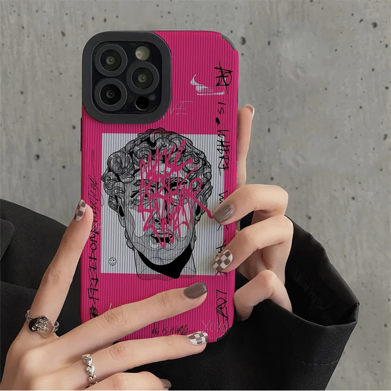 Doodle Pattern Great Art Aesthetic David Case For iPhone 13 12 11 14 Pro Max Mini X XS XR 7 8 Plus SE Shockproof Silicone Cover