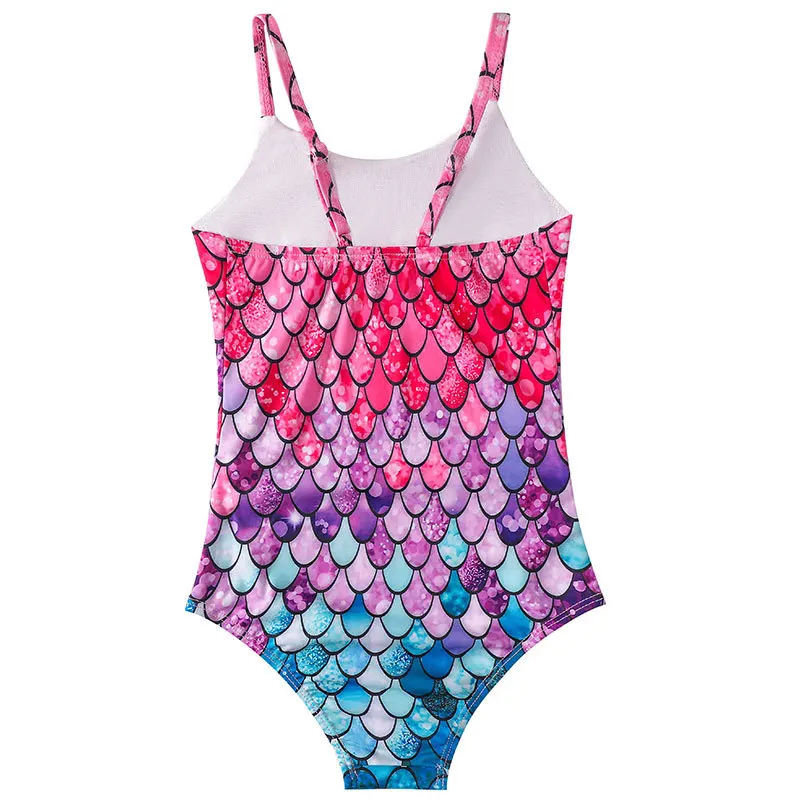 Traje de baño de sirena para niña, bañador de una pieza con tirantes, novedad de verano