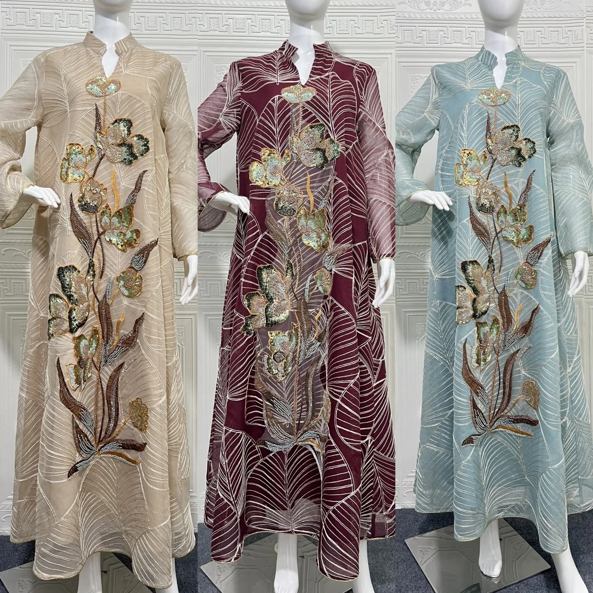 Eid femmes Robe musulmane Abaya fête Jalabiya Ramadan maille broderie robes longues Abayas robes Largos caftan Robe arabe robes