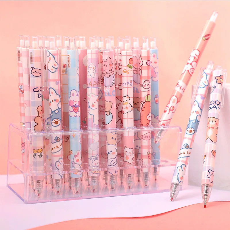 

2 шт., кавайные гелевые ручки, розовая мультяшная новая ручка, черные водяные чернила, 0,5 мм, милая ручка для подписи, канцелярские принадлежности, студенческий подарок
