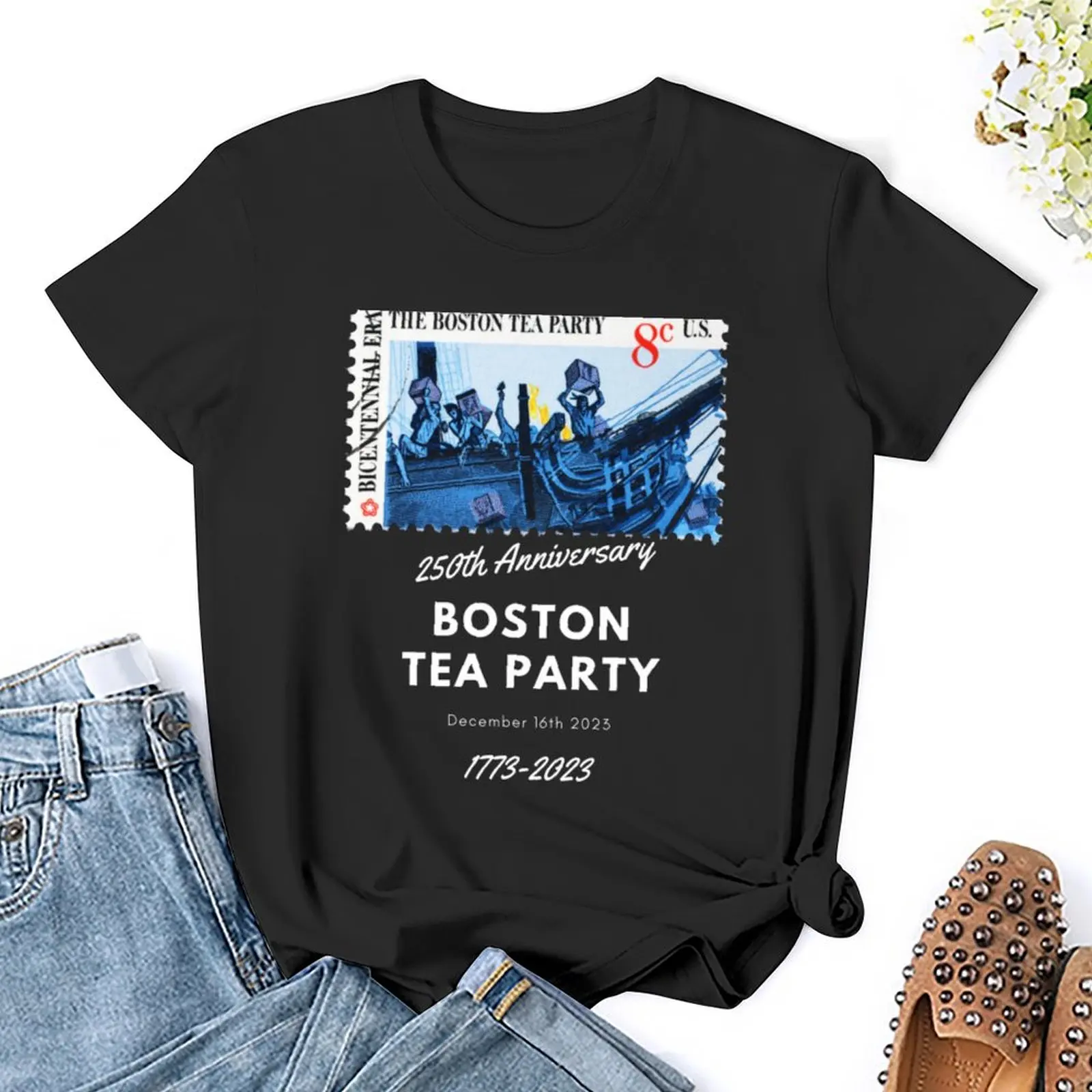 BOSTONティーパーティーTシャツ,フェスティバルイベント,誕生日,1773-2023, 16,印刷されたメンバー2023