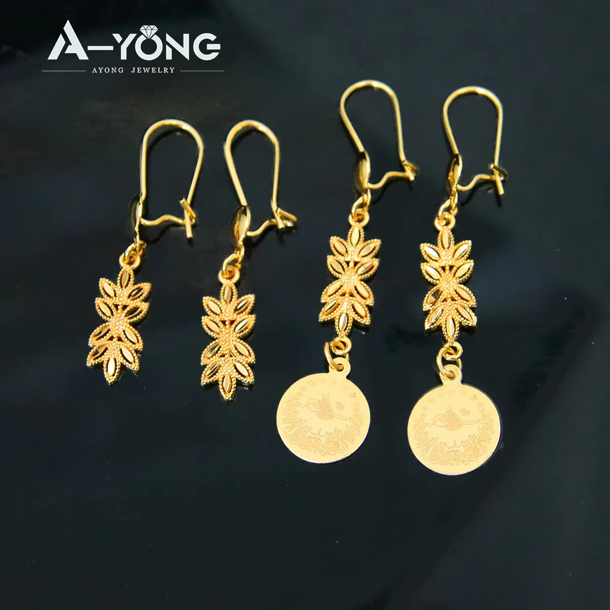 Luxus Gold Farbe Blatt Halskette Set 21k Gold Überzogene Arabische Quaste Münzen Anhänger Dubai Nigeria Frauen Hochzeit Schmuck – Detail 8