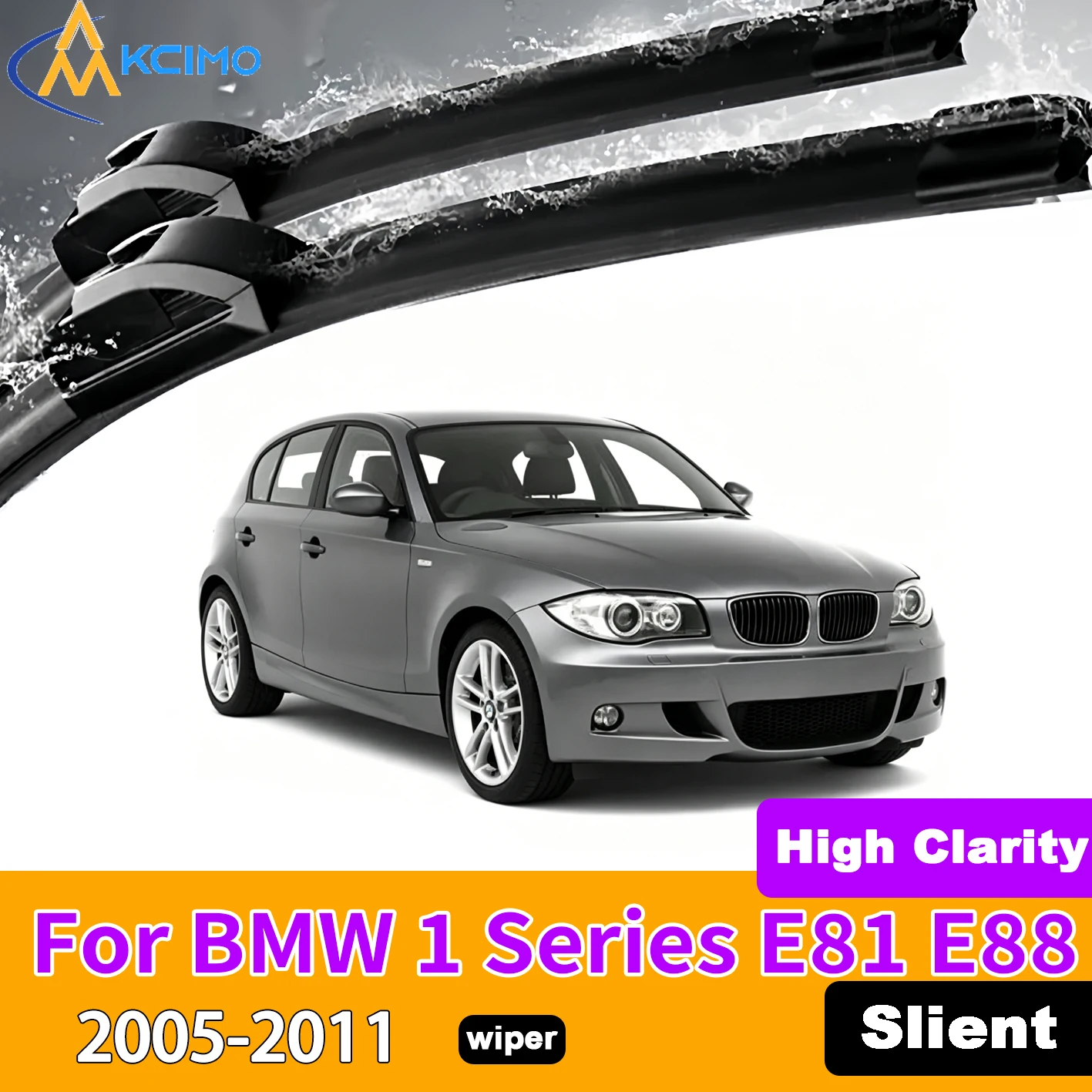 

KCIMO 2PCS Front Windshield Wiper Blades For BMW 1 Series E81 E88 2005-2011 Rubber Full Coverage Wiping Silent Wiper Blades