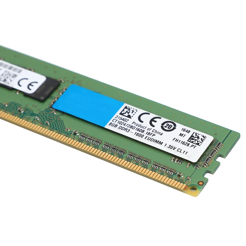 8GB Memory RAM 2RX8 1.35V DDR3 PC3L-12800E 1600Mhz 240 Pin ECC Unbuffered RAM For Server Workstation