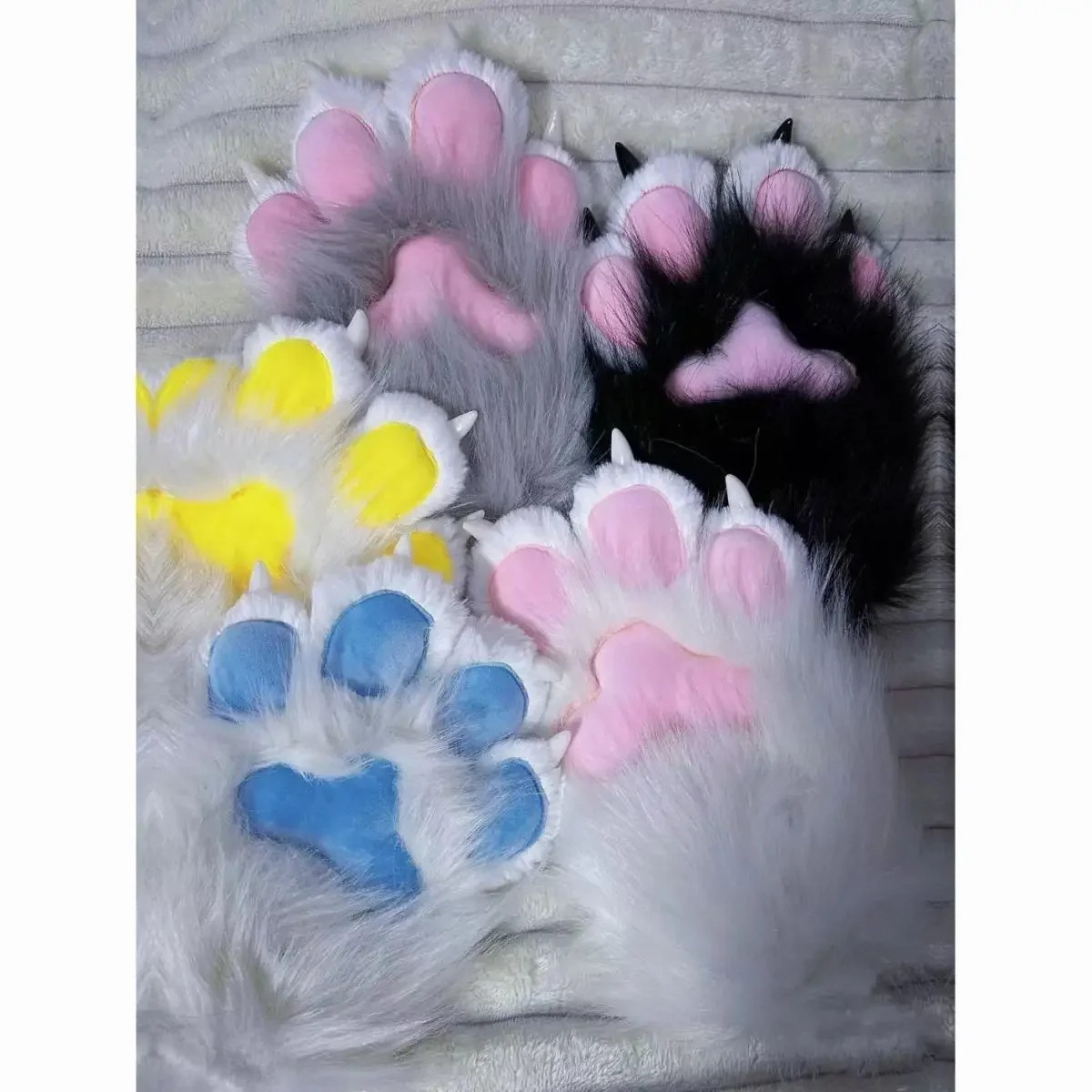 

Fursuit gloves cat claws cos claws beast claws color pink cute plush fluffy two-dimensional doll