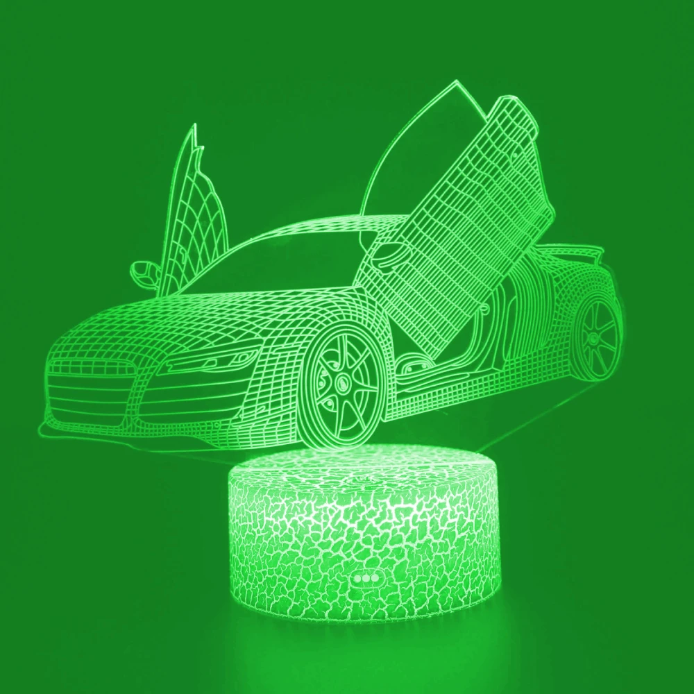 Nighdn 3D Race Car Night Light LED Illusion Bedside Table Lamp Sleep Lights Birthday Gift Kids Boys Girls Room Decor 7 Colors