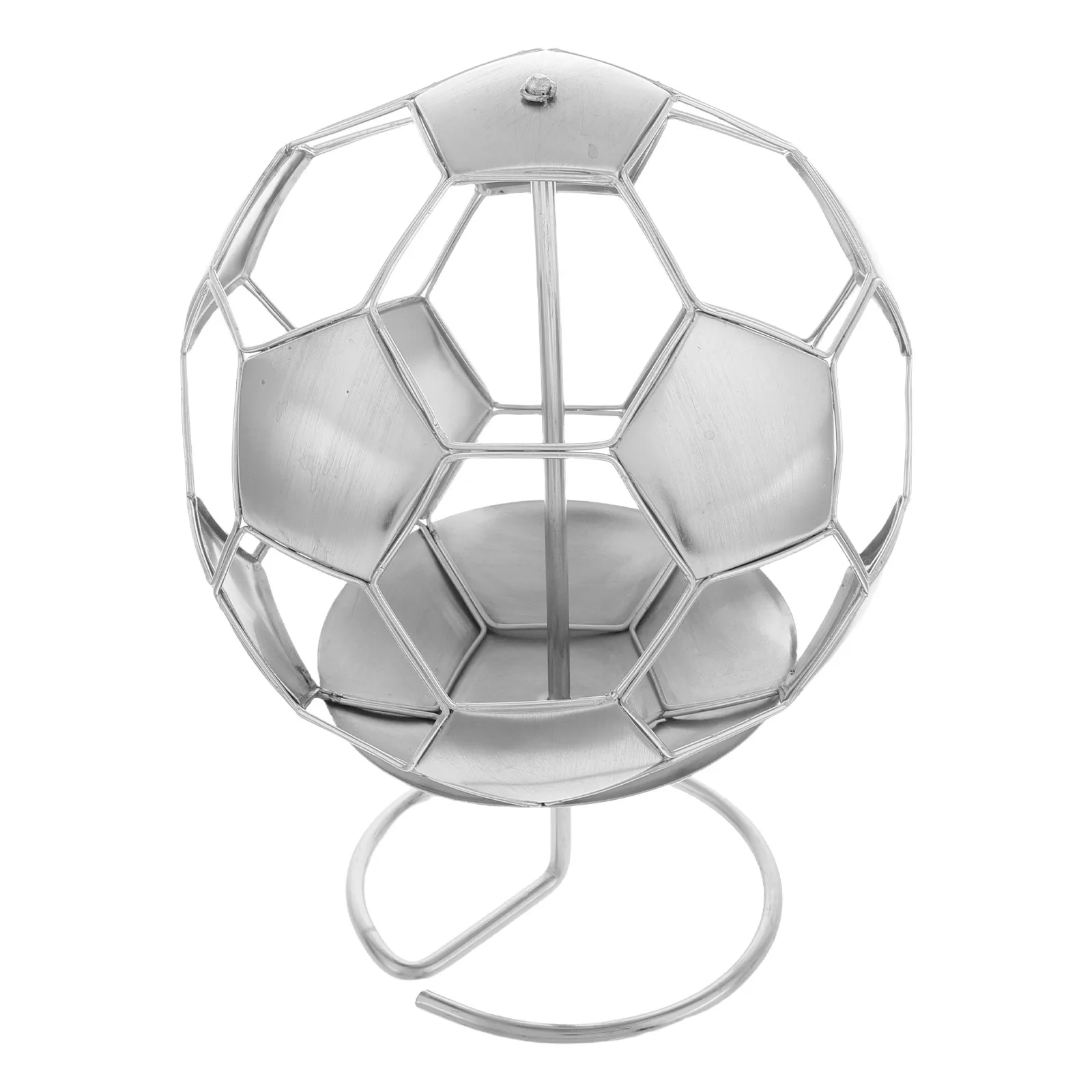 Stainless Steel Soccer Pen Container Football Shape Desktop Organizer Desk Trinket Office Supplies Holder Pencil Cup Metal
