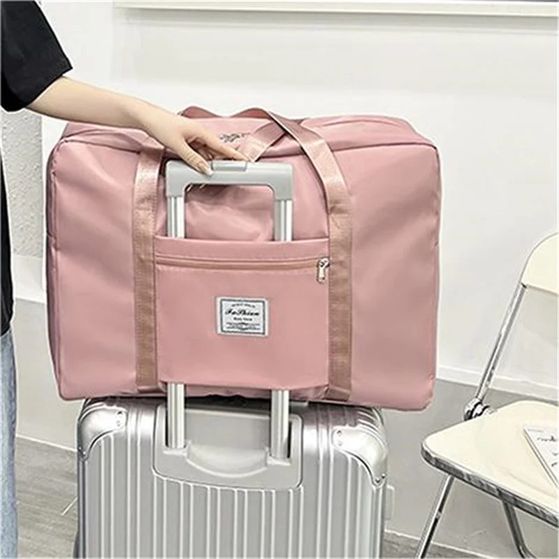 Carry On Travel Duffle Bag Folding Nylon Waterproof Sports Gym Tote Bags for Women Large Capacity Storage Luggage Handbag