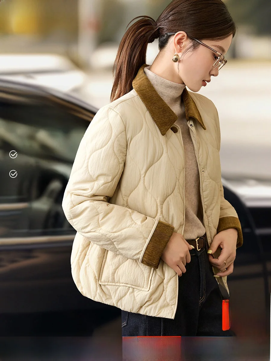 

Mo Han Mei Women's ort Cotton Jaet Light Casual Corduroy Patchwork Winter New Sle Gourd Stitching Cotton Coat