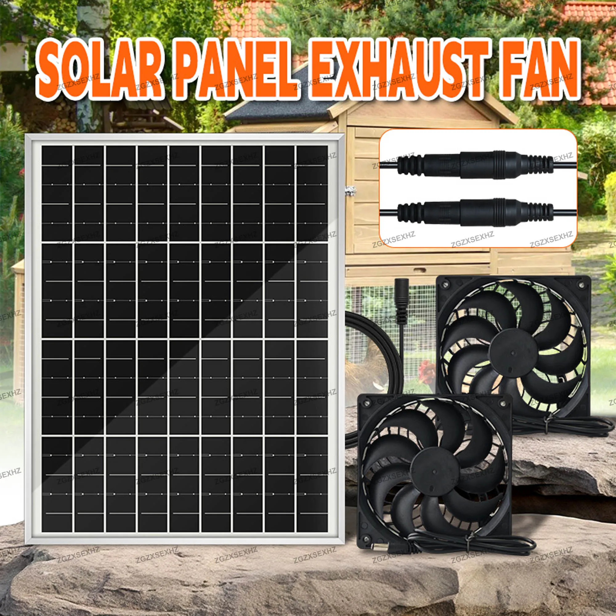 

15W 12V Solar Portable Waterproof Exhaust Fan Mini Fan Air Extractor Ventilator for Kitchen Maison Dog Chicken House Greenhouses