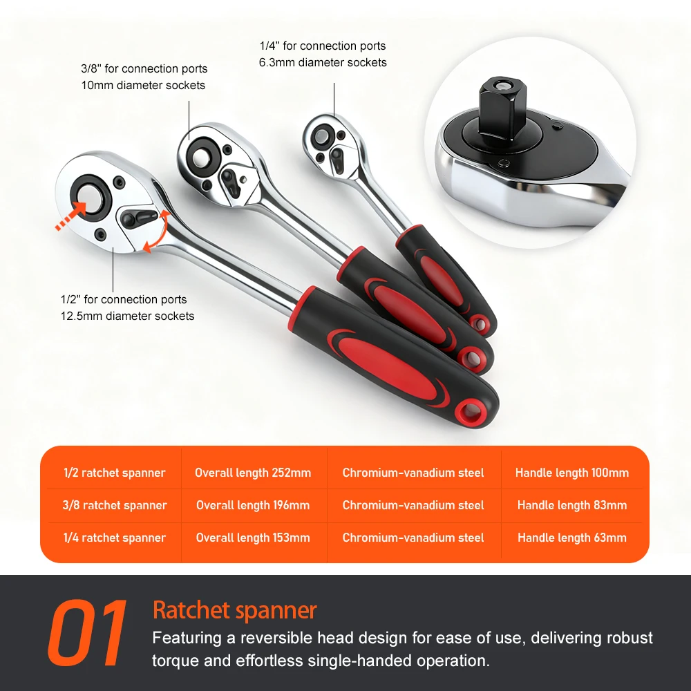 Auto Repair Tool Kit Combination Automotive Tool Kit Socket Wrench Set Durable Car Mechanics Tool Set Power Tool Accessory Set