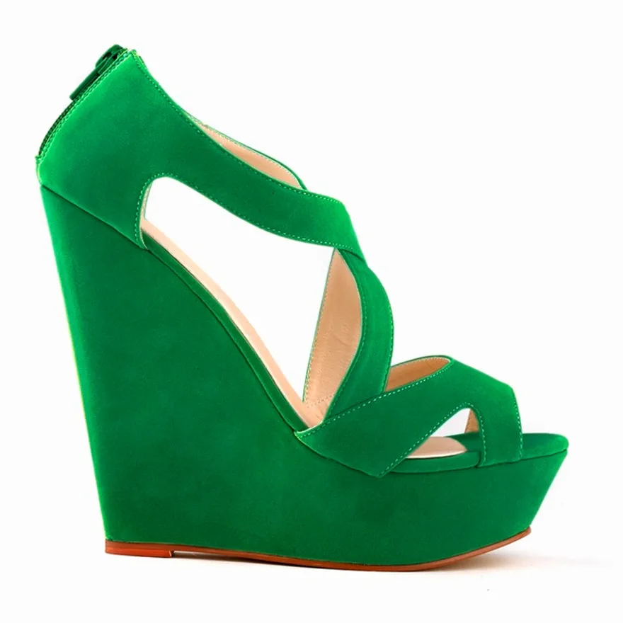 Sommer Sexy Kreuz Cut-Outs Kleid Sandalen Solide Flock Frauen Peep Toe Wedges Sandale High Heels Plattform Partei Weibliche schuhe Mode