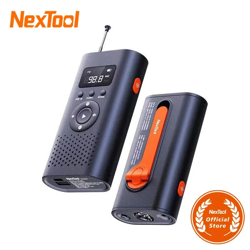 

NexTool 6-in-1 AM FM Radio Flashlight Manual Power Generation Alarm Laser Light 4500mAh Outdoor Emergency Power Bank Hard Light