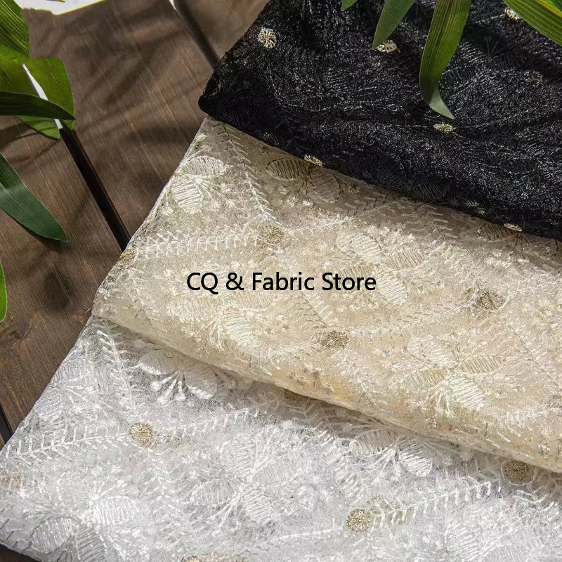 

Vintage Checkered Bee Embroidery Mesh Lace Fabric Dress Costume Fashion Material By The Yard