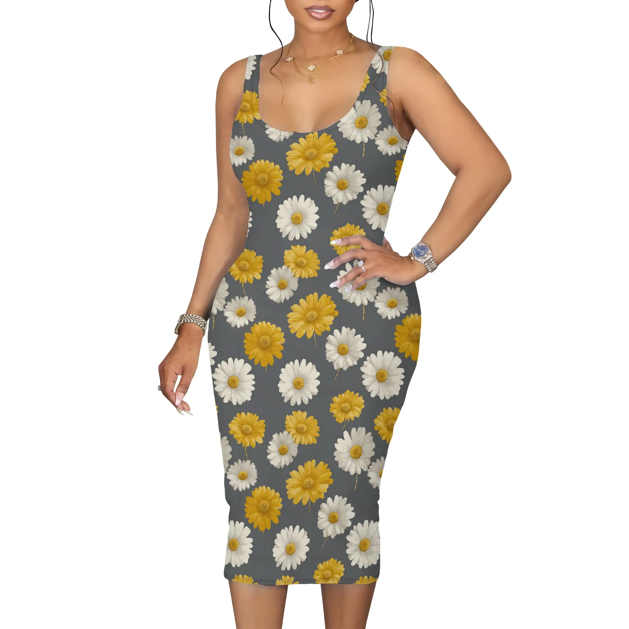 

Women Casual Summer Backless Spaghetti Strap Midi Dress Tie Dye Floral Print Bodycon Dress Sexy Cocktail Party Club Dresses