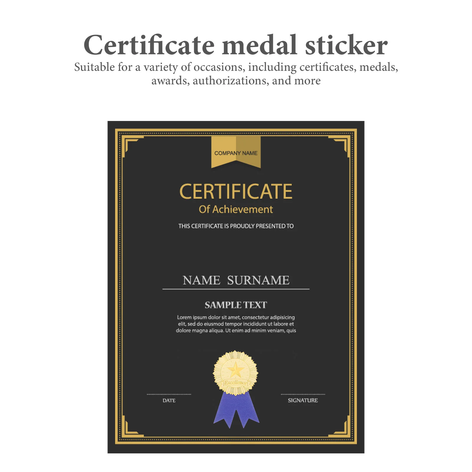 36 Sets Award Medal Sticker Stickers for Certificate Diploma Medals Graduation Label