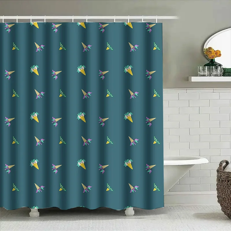 

Playful Blue Shower Curtain with Colorful Cones Perfect for Any Bathroom Decor!