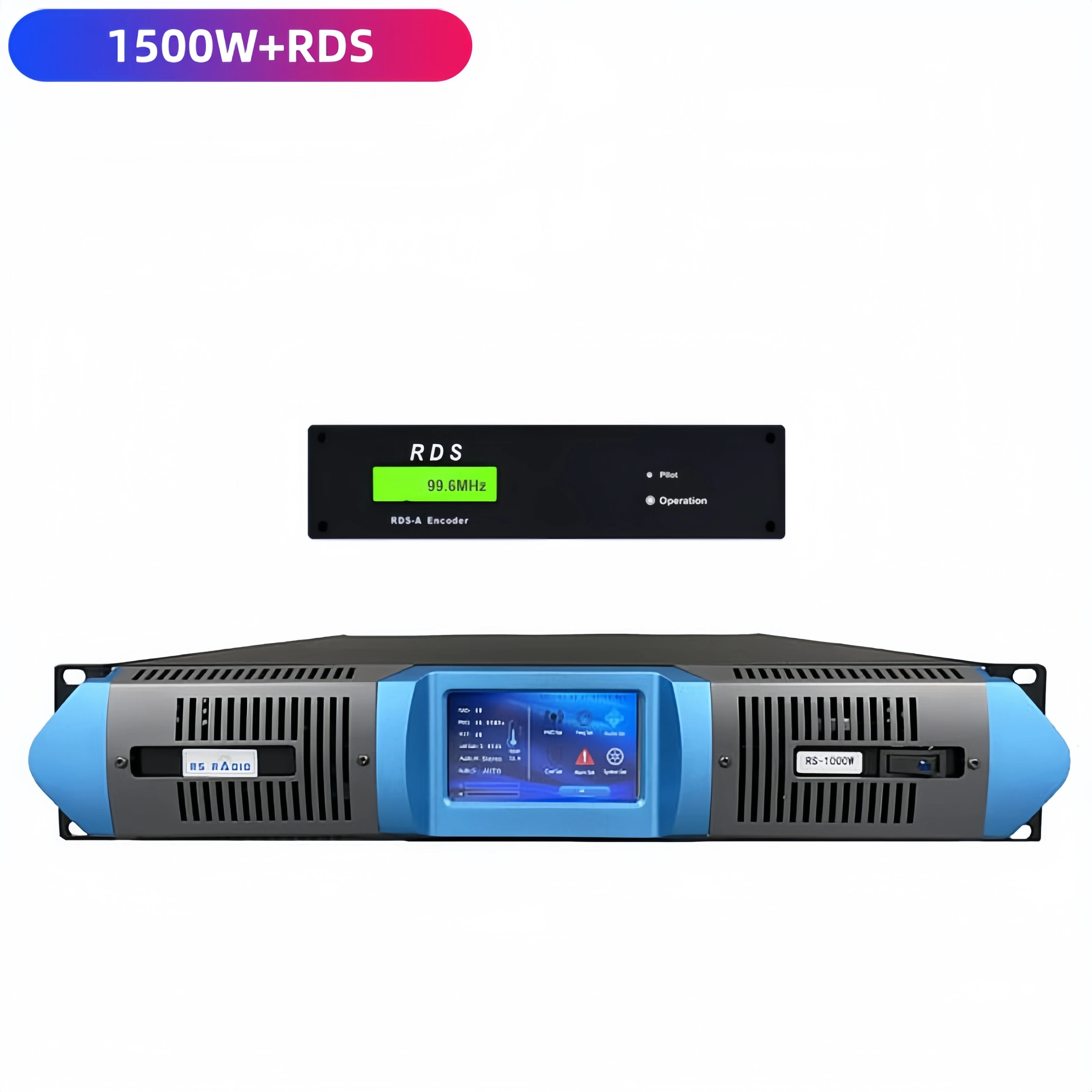 Touch Screen 1.5kw 1500w Fm Transmitter with RDS Long Range Radio Station Broadcasting Equipment