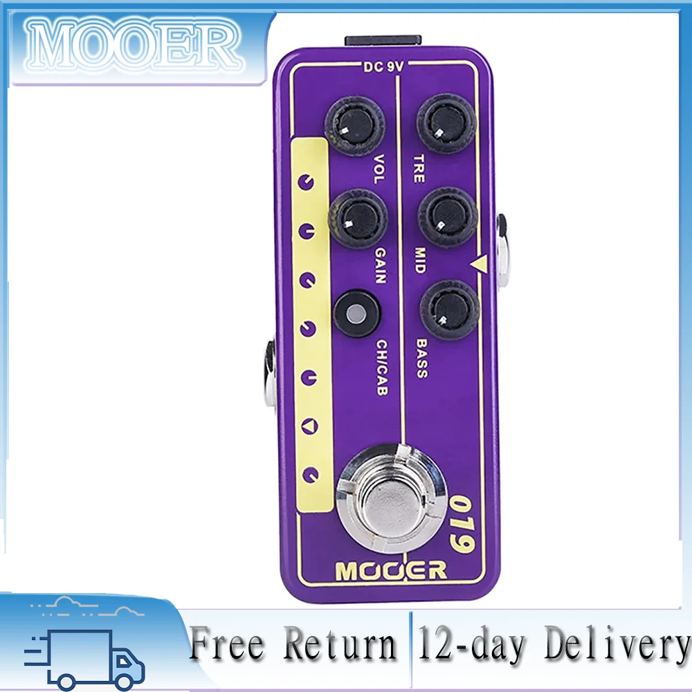 

MOOER 019 Guitar Effect Pedal UK Gold PLX Guitar Digital Preamp Effect Pedal Micro Preamp 70's Classic Rock Cabinet Simulation