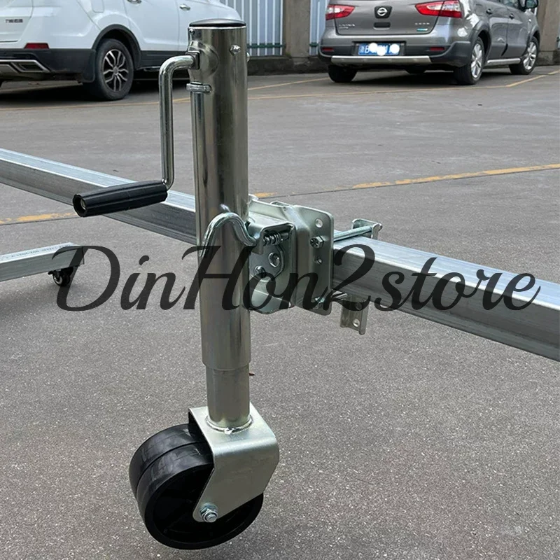 RV Parts Accessories 6 Inch Double Solid Wheel Sidewind Round Swivel Trailer Jack With Bolt On Capacity 670KG Jockey Wheel Boat