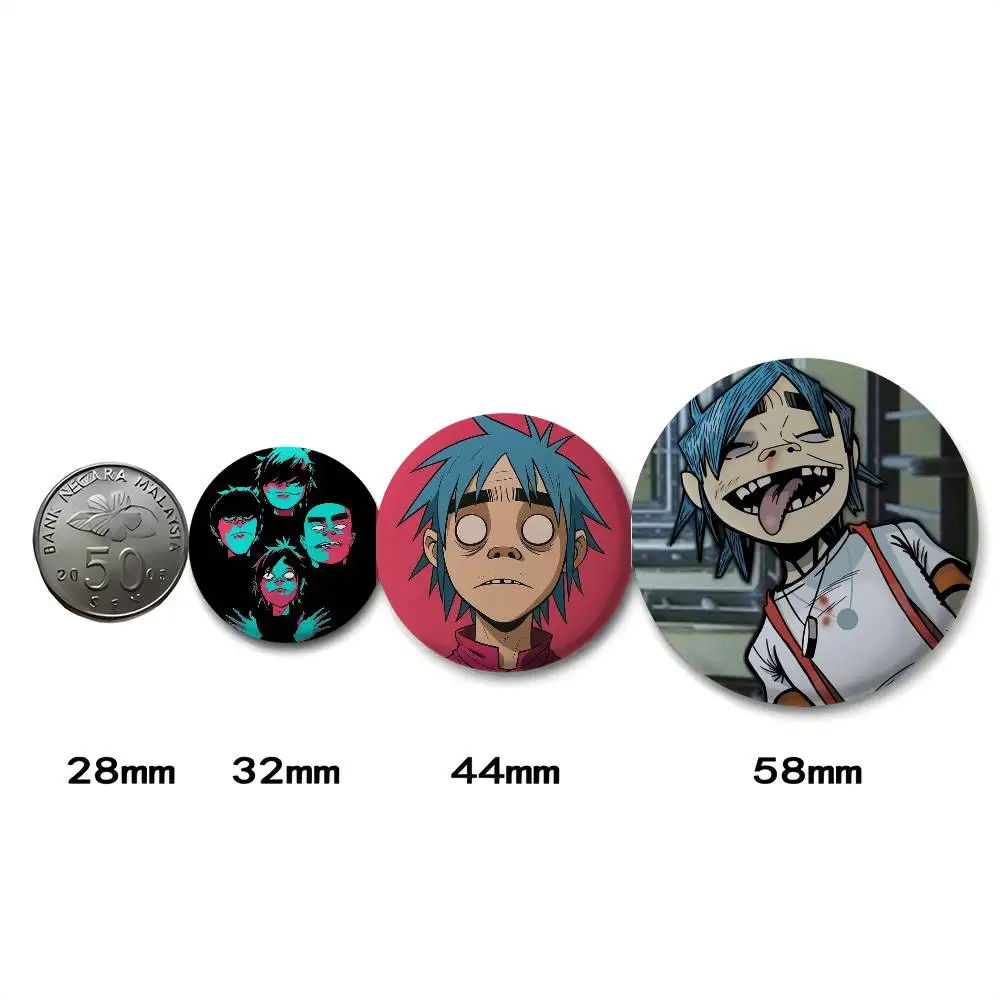 Gorillaz الموسيقى الفرقة الهيب هوب روك شارات مستديرة رائعة شارة دبابيس الإبداعية للملابس قبعة ظهره هدية الملحقات #4