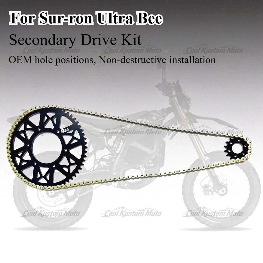 For Surron Ultra Bee 415 Secondary Drive Sprocket Kit 57T Rear 16T Front OEM Ratio Quiet Upgrade Chain Set Secondary Drive Kit