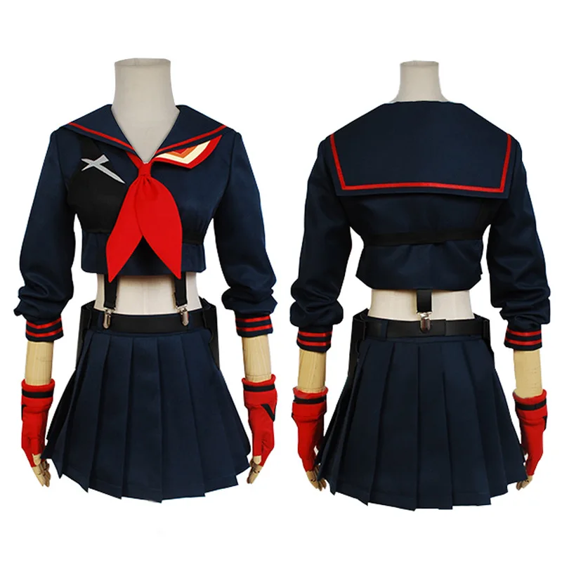 KILL La KILL Matoi Ryuuko Fantasias Cosplay para Mulheres, Festa Anime Japonesa, Fantasia de Halloween para Meninas, Tops, Ternos de Saia, Peruca