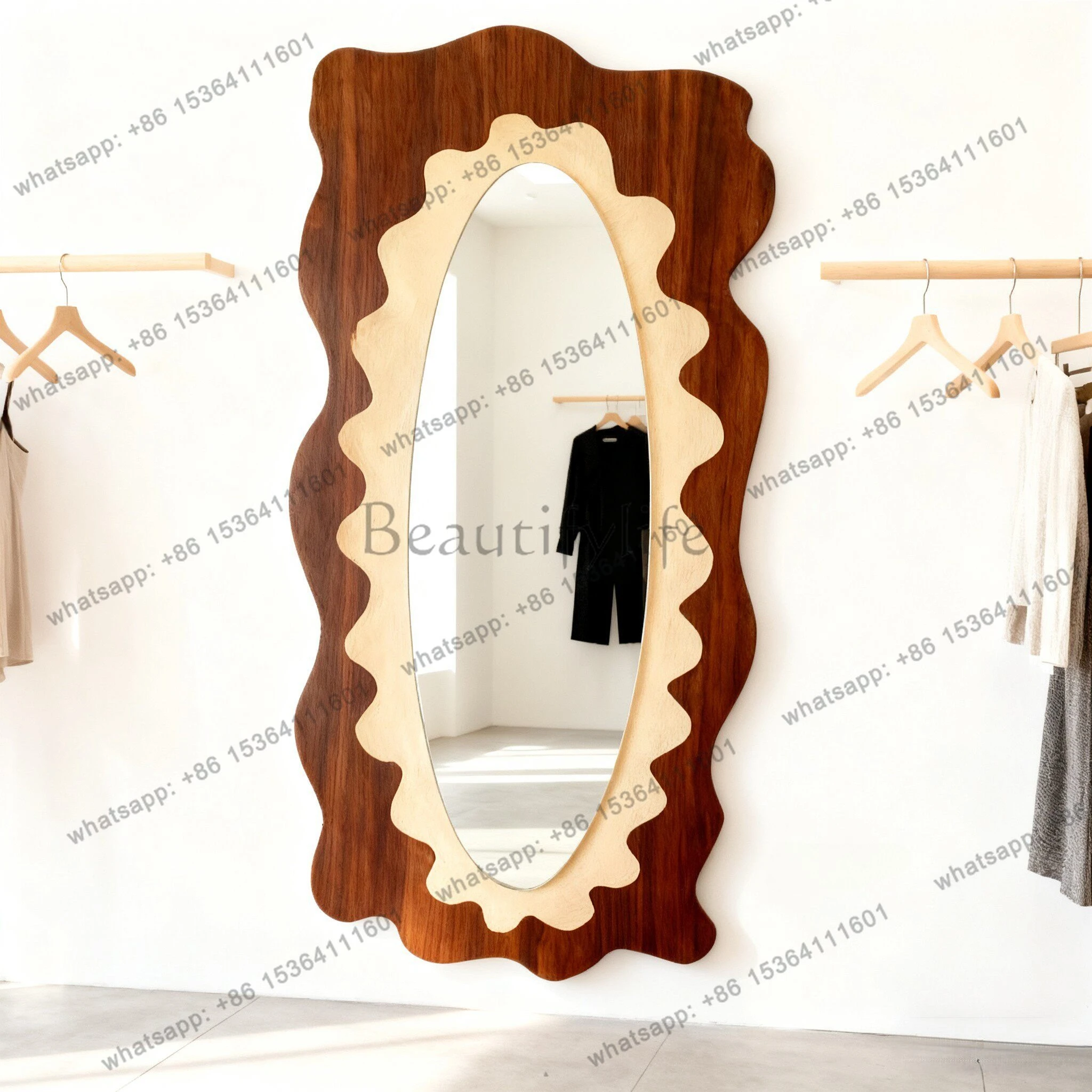 

American retro special-shaped irregular full-length mirror French creative wall-mounted full-length mirror