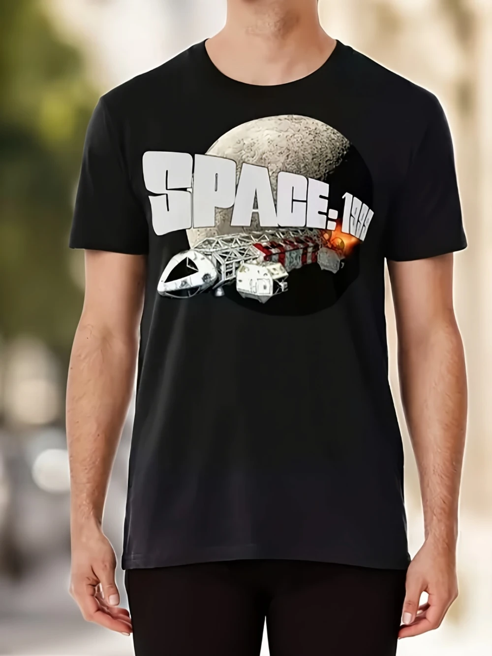 Men's Retro Space Eagle 1999 Transport Plane T-Shirt Classic Sci-Fi TV Series Design  Pure Cotton Couple's All-Season Shirt