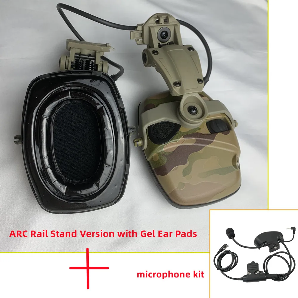 

Hearing Noise Canceling Electronic Earmuffs Gel Ear Pads with Microphone Kit ARC Rail Adapter Electronic Shooting Comm Headphone