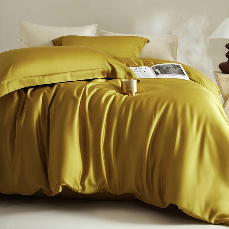 

Simple Solid Color Lyocell Bamboo Fiber Summer Cooling Silky Bedding Set Duvet Cover Flat/Fitted Bed Sheet Pillowcases 3/4Pcs