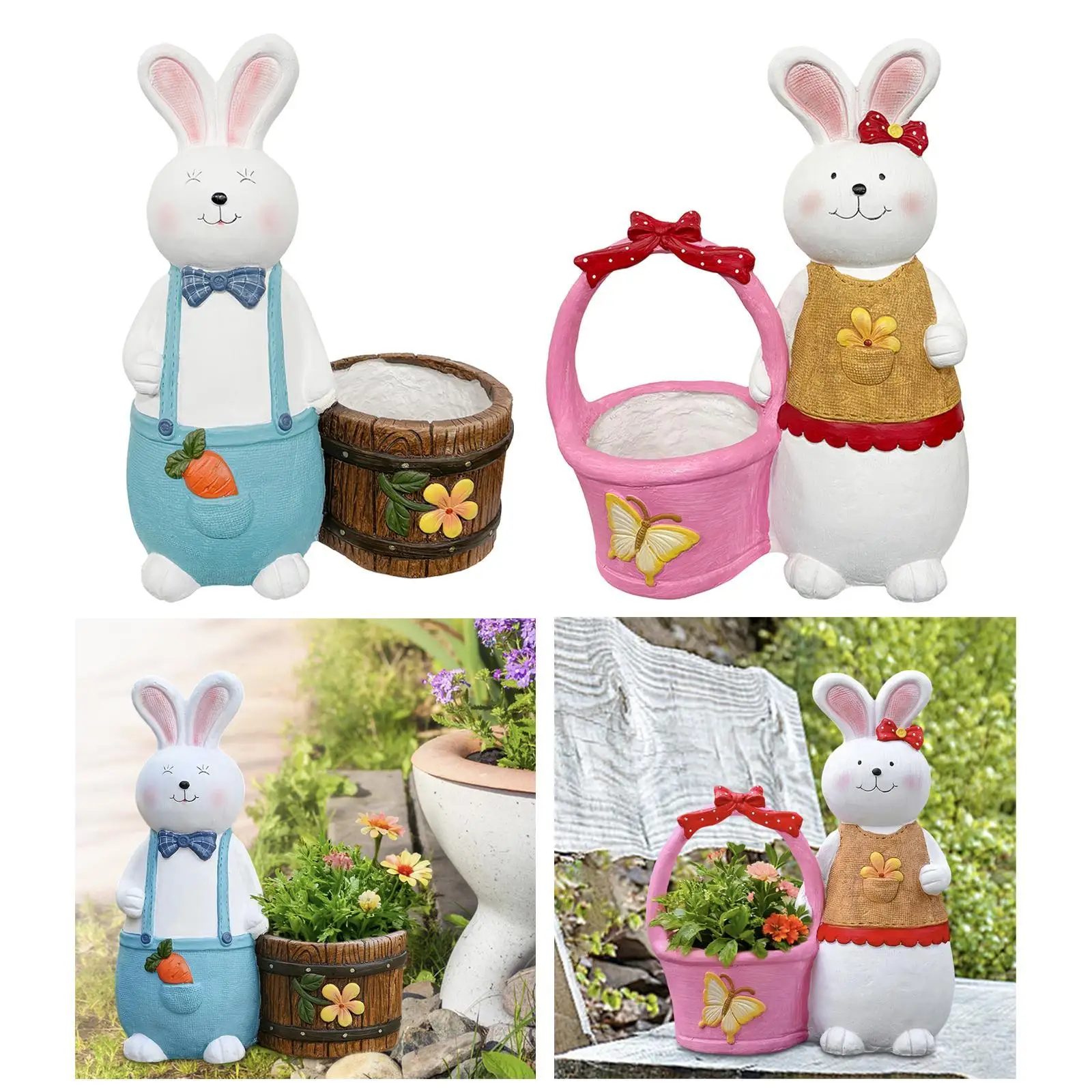 

Multipurpose Rabbit Planter Resin Flowerpot Animal Shape for Fairy Garden Decoration and Office Indoor Plants