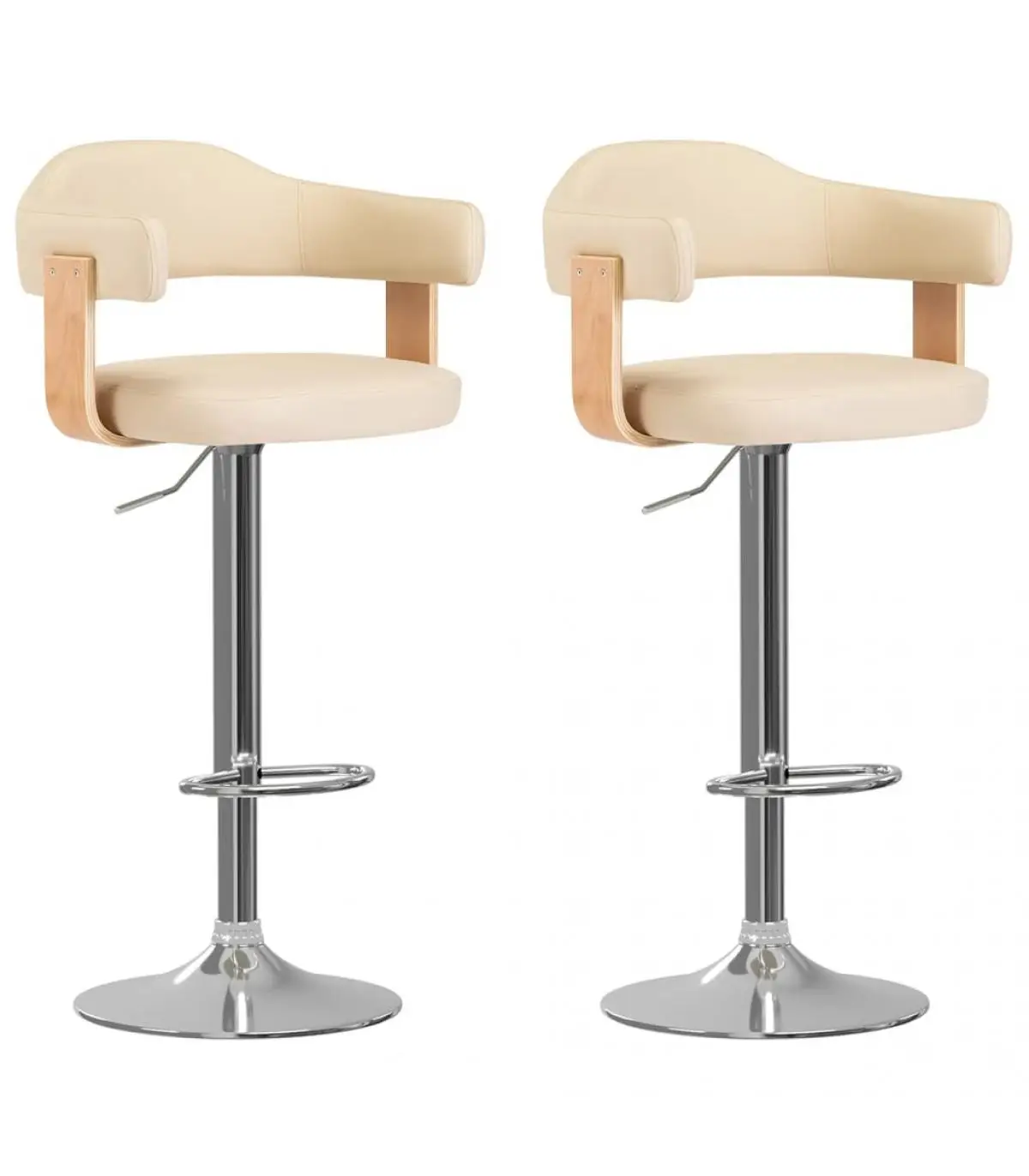 Kitchen Stools Kitchen Stools 2 Pcts Synthetic Leather Curved Wood Cream