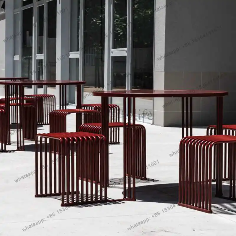 Outdoor Cafe Leisure Light Luxury Outdoor Round Courtyard Balcony Waterproof External Table and Chair Combination