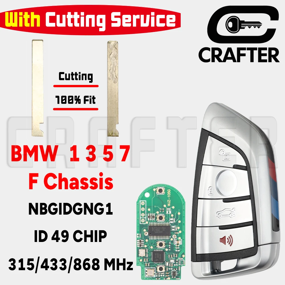 

Ключ Crafters NBGIDGNG1 ID49 315/433/868 МГц Умный автомобильный ключ для BMW 1-7 X1/3/5/6 F Шасси CAS4 FEM BDC YGOHUF5767 с резьбой ключей
