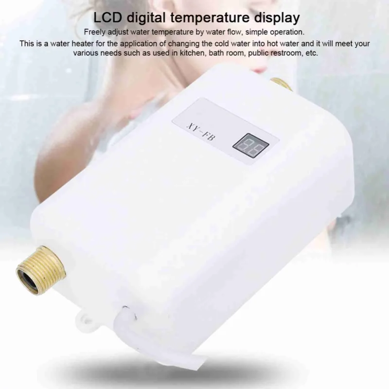 Mini Tankless Electric Water Heater 3000W Instant Hot For Kitchen Bathroom Washing