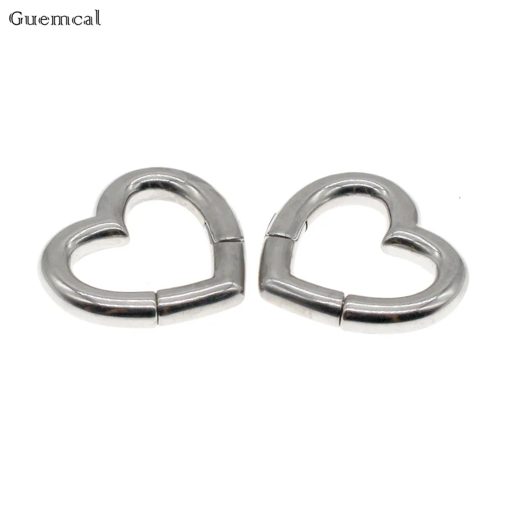Guemcal 1 Pair Heart Ear Flesh Tunnel Expander Gauge Stainless Steel Ear Plugs Expander Stretcher Tunnel Plugs Piercing Jewelry