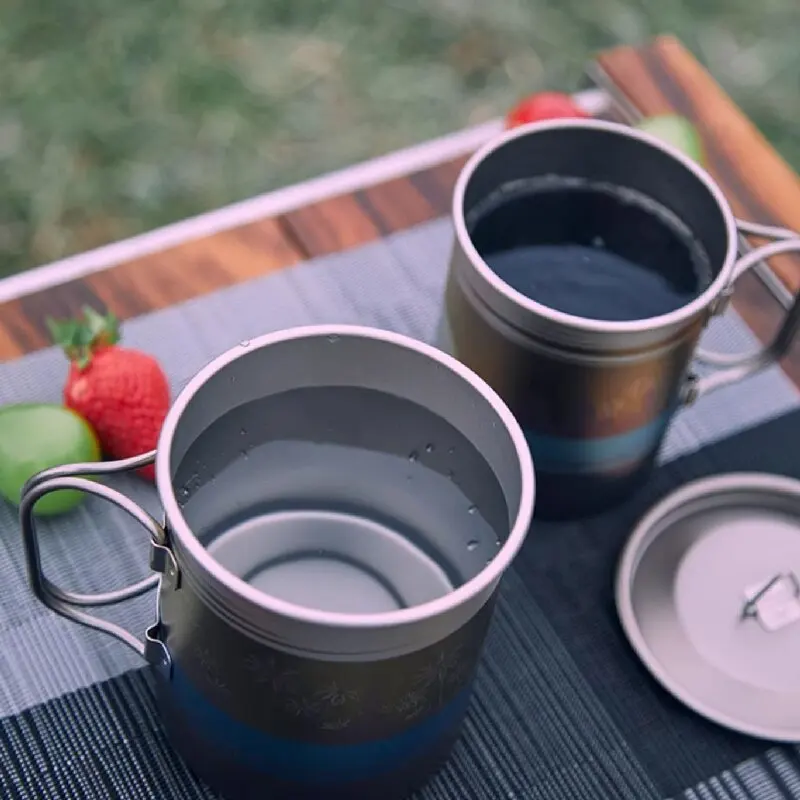 كيث تقنية نحت الأكسدة الجديدة لأكواب التيتانيوم النقي أكواب مياه من التيتانيوم النقي أكواب قابلة للطي غير مطلية للاستخدام الخارجي