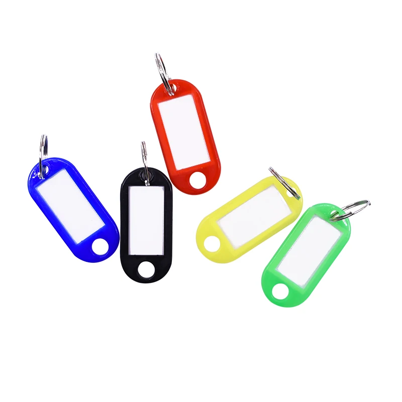 50pcs/lot Colorful Plastic Keychain Key Tags label Numbered Name Baggage Tag ID Label Name Tags With Split Ring