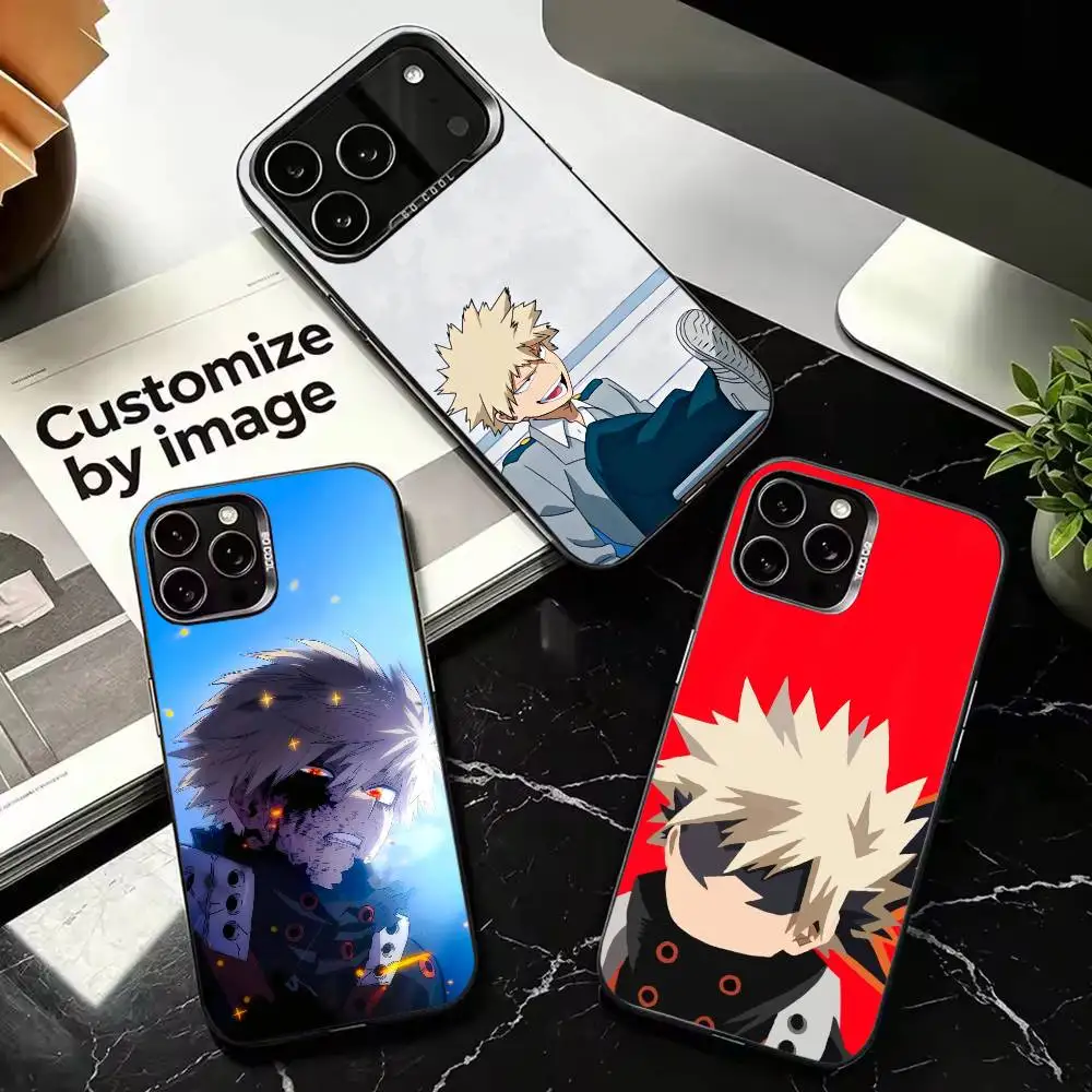 Anime K-Katsuki Bakugo Colorful Silver Protective Cell Phone Case, Fit for iPhone 11,12,13,14,15,16,17,Plus,Pro Max,XS,Mini