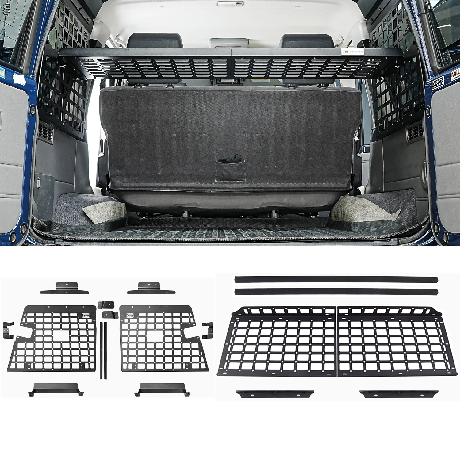 

For Toyota Land Cruiser 76 LC76 2025 Molle Panel Rear Trunk Storage Modular Side Panel Center Roof Shelf Cargo Organizer Kit