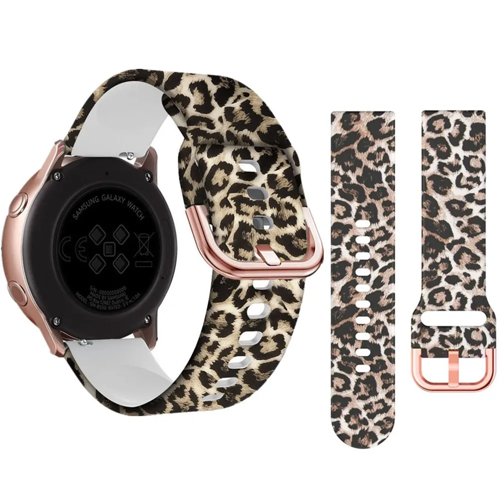 18 20 22mm Leopard Silicone Strap for Samsung Galaxy Watch 7/6/5/pro/4 Classic Active 2 Sport Band for Huawei Watch GT2-3-4 Pro