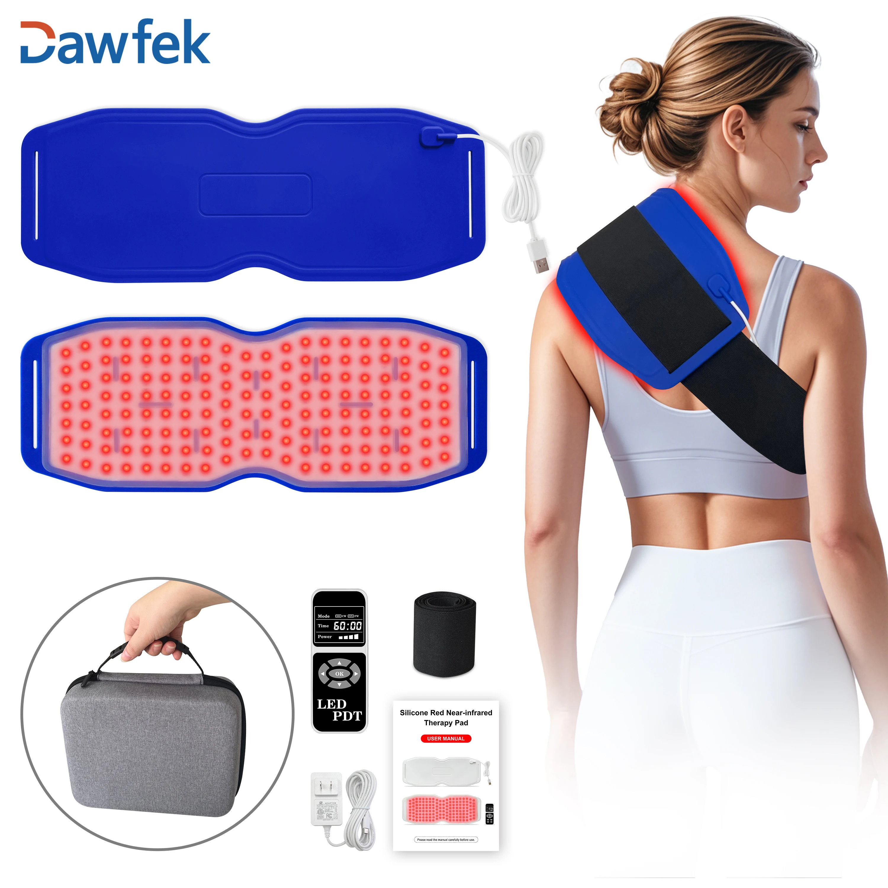 

Dawfek LED Light Therapy Waist Belt 660nm Red Light and 850nm 940nm Near-Infrared Therapy Device for Body Waist Back Pain Relief