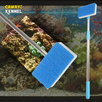 55-95cm Telescopic Handle 180° Adjust Cleaner Scrubber Aquarium Fish Tank Glass Window Algae Double-Sided Sponge Cleaning Brush