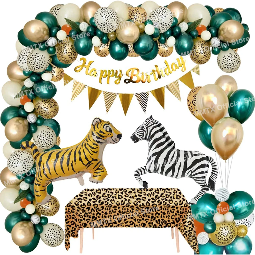 

1 2 3 Year Boy Birthday Decorations Animal Balloon Jungle Safari Birthday Party Decorations for Kid Girl Wild One Party Supplies