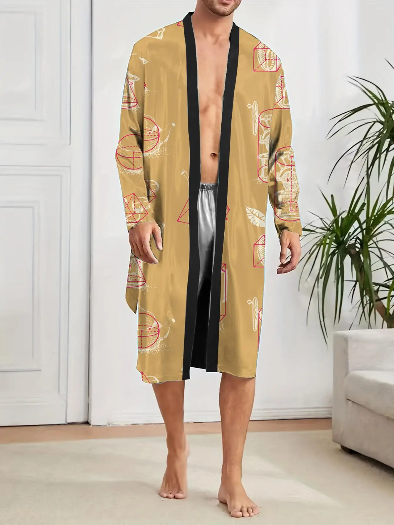 1pcs Men's Robes 2026 Spring/Summer Sleepwear Breathable Robes 3D Printed Graphic Robe man dressing gown Bathrobe men