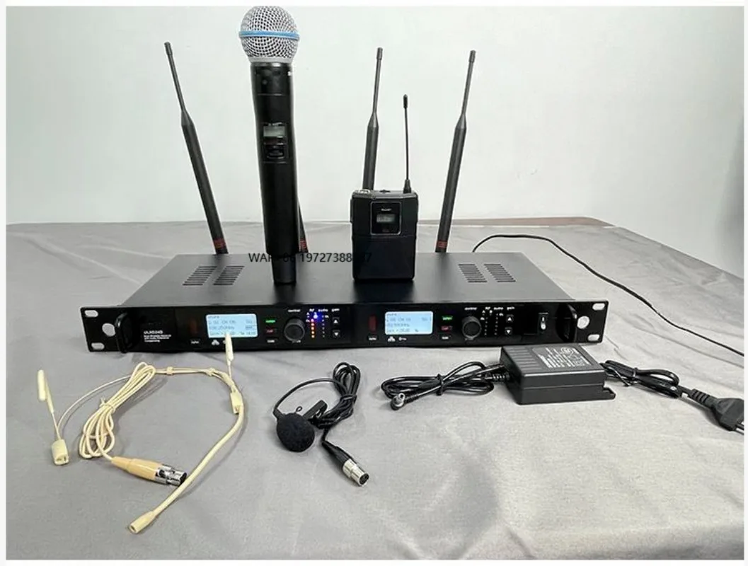 

Professional ULXD24D Microphone Wireless Dual-Channel Wireless System with Beta58A Headset Mic for Conference Stage Big Show